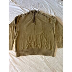 Orvis 1/4 Zip Pullover Sweater Mens XL Olive Green Ribbed Knit